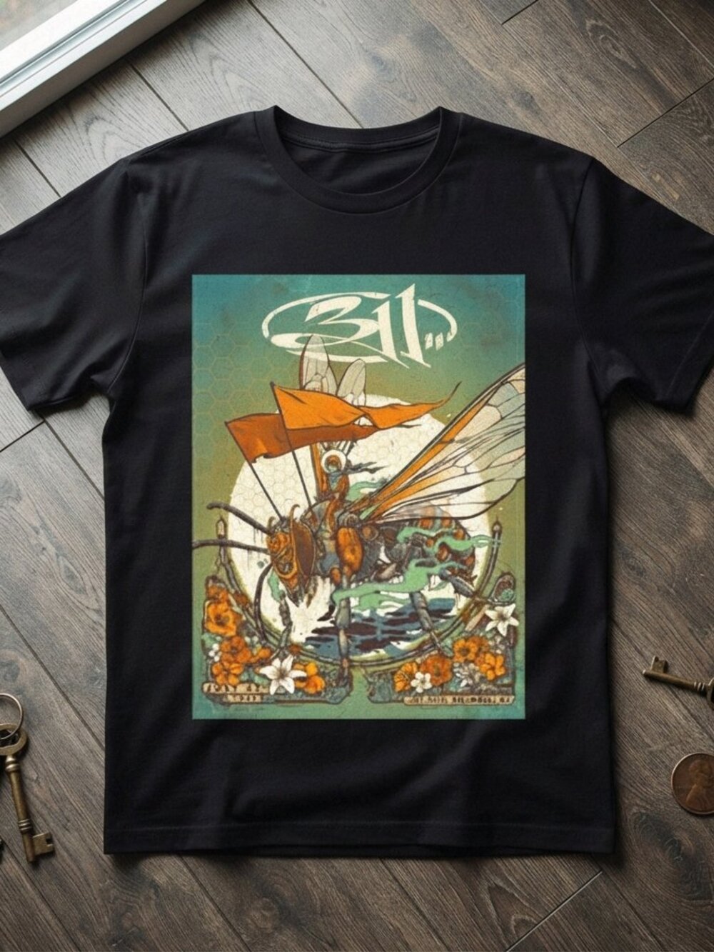 311 Band Giant Wasp Insect Poster Art Vintage Black T-Shirt